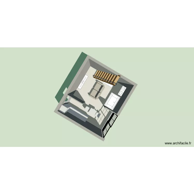 Love room. Plan de 1 Pièce et 28 m²