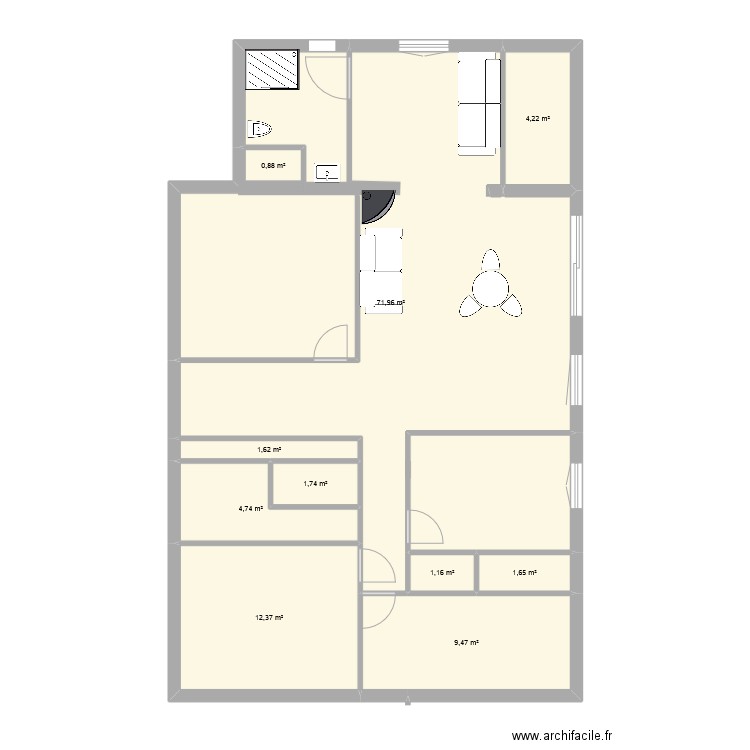 TRAV-3. Plan de 10 pièces et 110 m2
