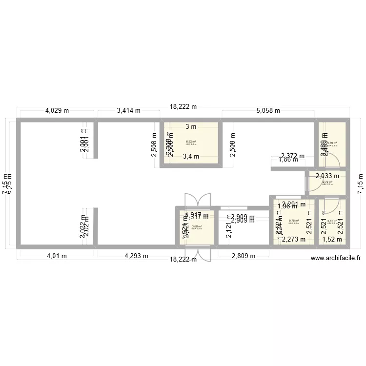 DUB 2. Plan de 6  et 27 m²