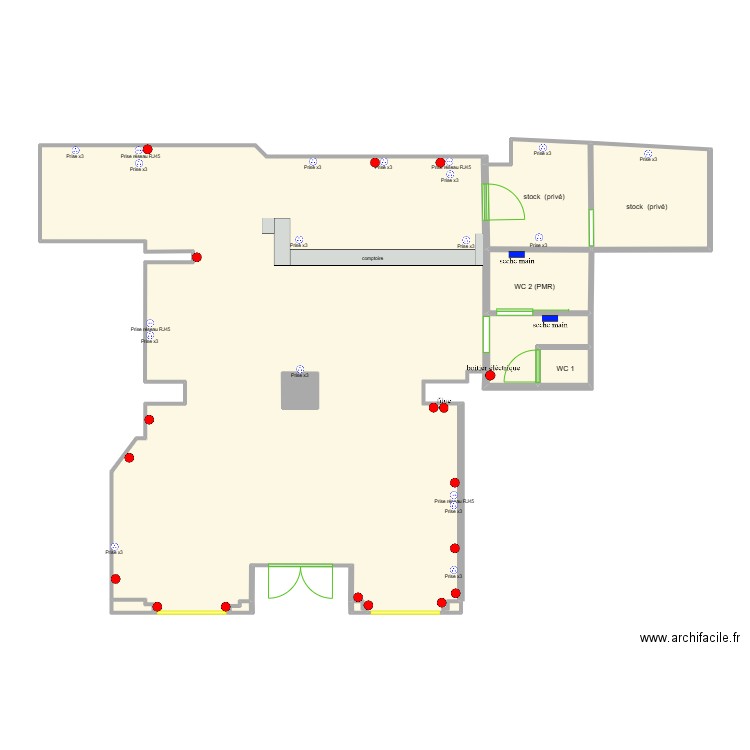 Bar Esport - V4 prise elec. Plan de 11 pièces et 120 m2