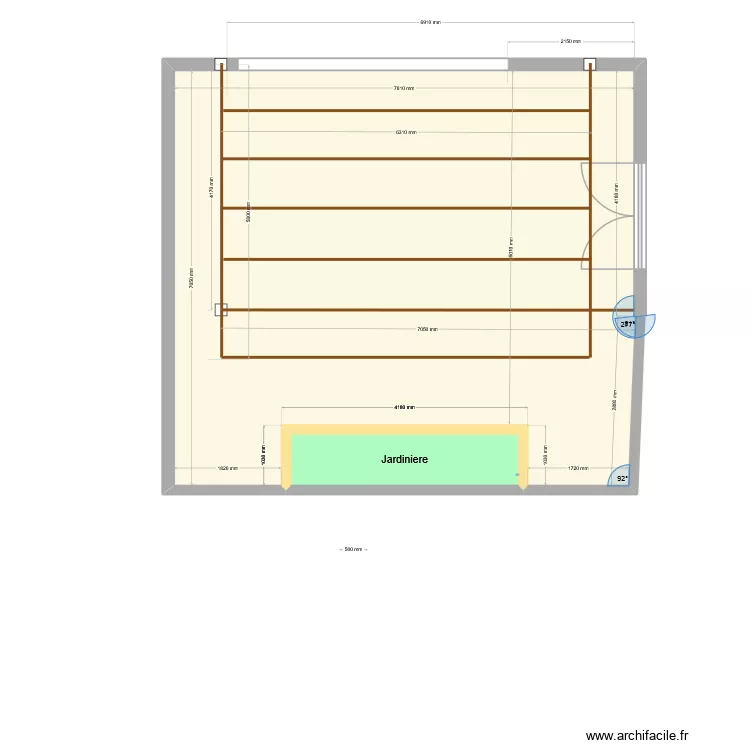 Tonnelle Parking. Plan de 2  et 54 m²
