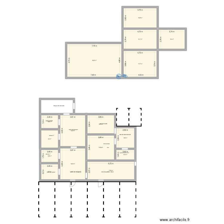 laboratoire antoine. Plan de 16 pièces et 196 m2