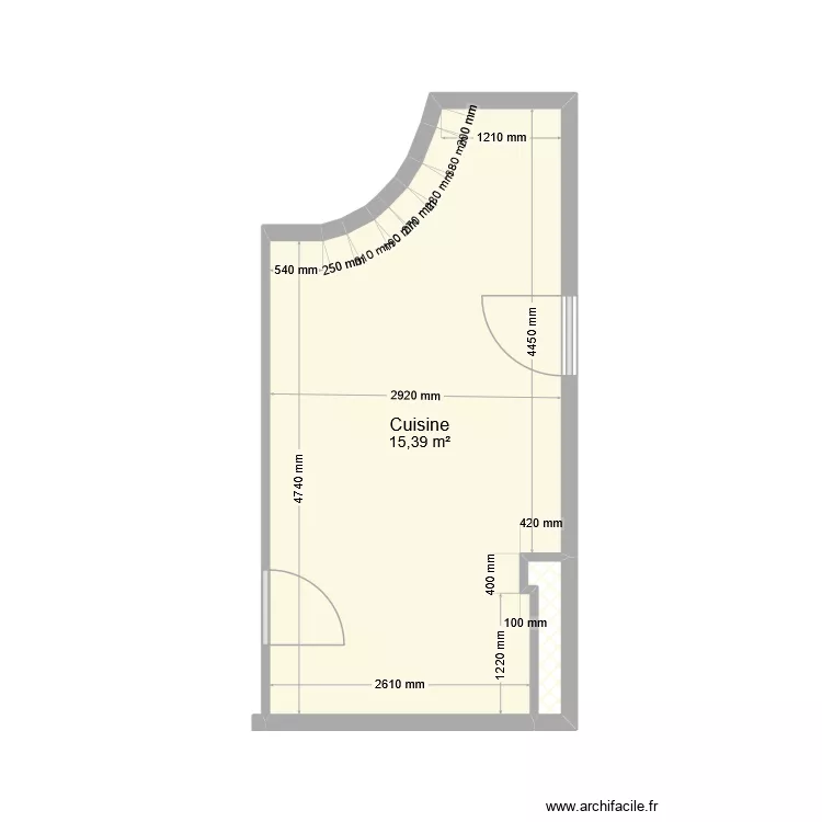 16 Sevres Cuisine. Plan de 2  et 16 m²