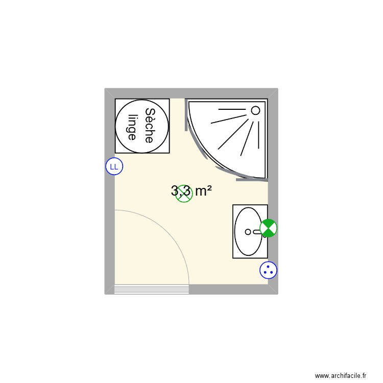 SB ANTIBES. Plan de 1 pièce et 3 m2