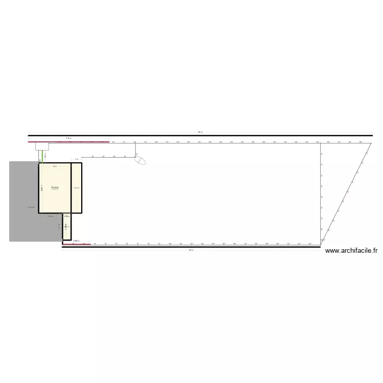 jardin terrasse. Plan de 4  et 43 m²