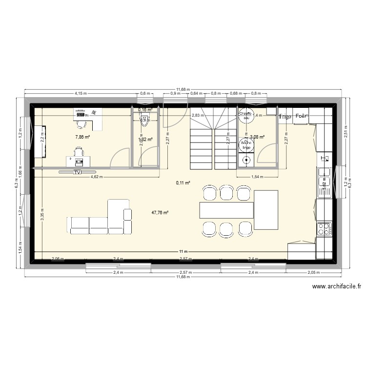 Plan. Plan de 6 pièces et 127 m2