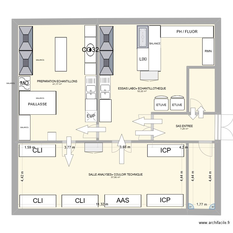 LABO CONVERSION -1. Plan de 4 pièces et 159 m2
