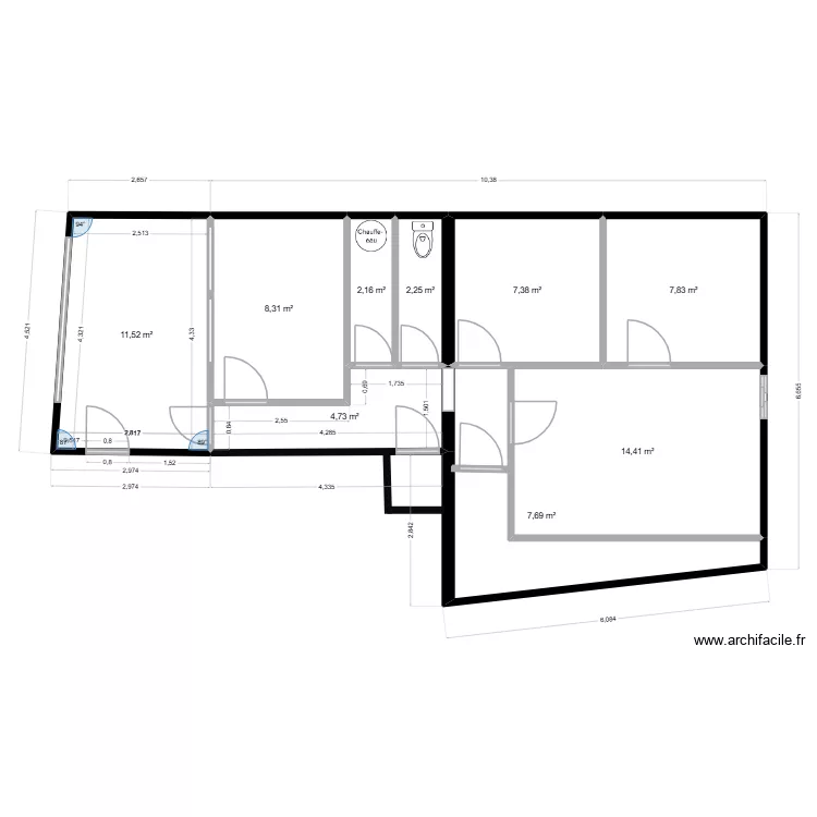 saint Andres prefer. Plan de 9 pièces et 66 m²