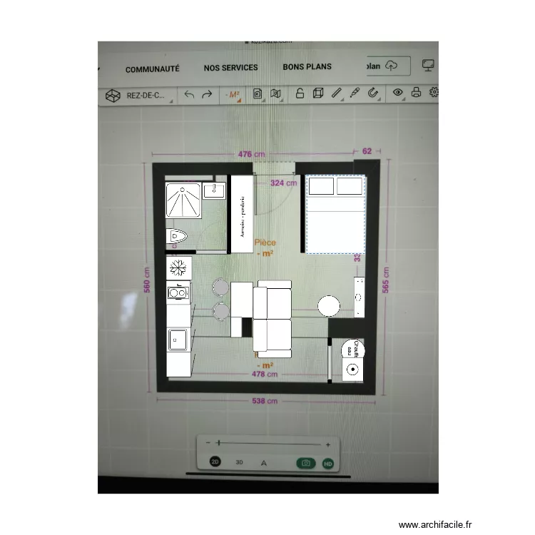 Studio Samos 2. Plan de 