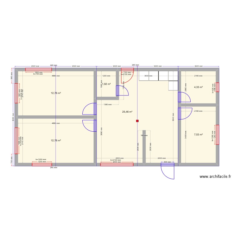 ЕК Солнечногорск 75. Plan de 6 pièces et 65 m2