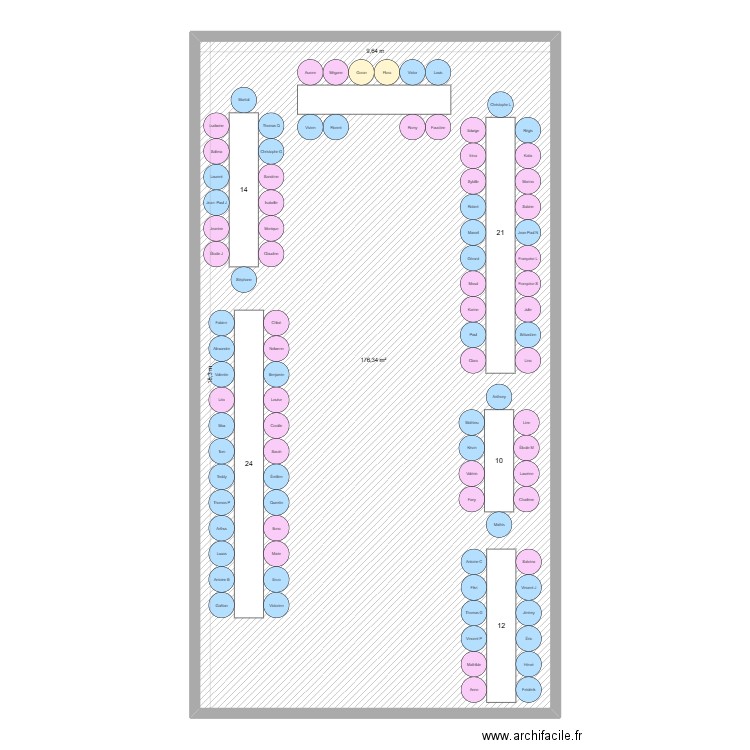Plan de table mariage. Plan de 1 pièce et 176 m2