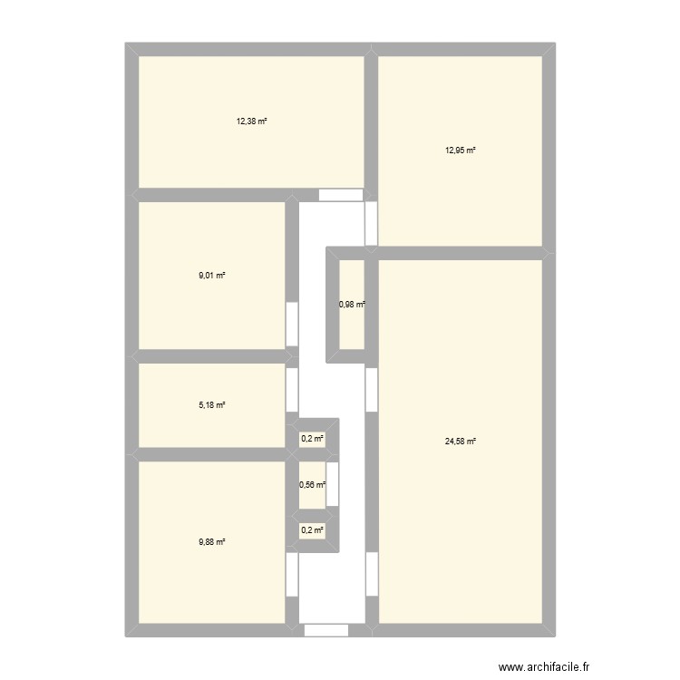 La base. Plan de 10 pièces et 76 m2