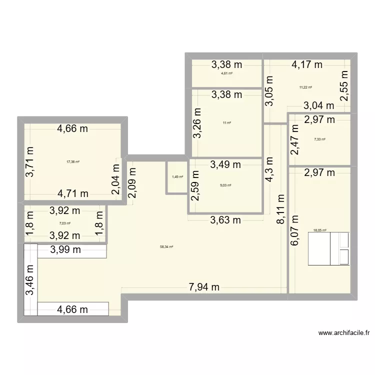 PLAN BO. Plan de 10  et 142 m²