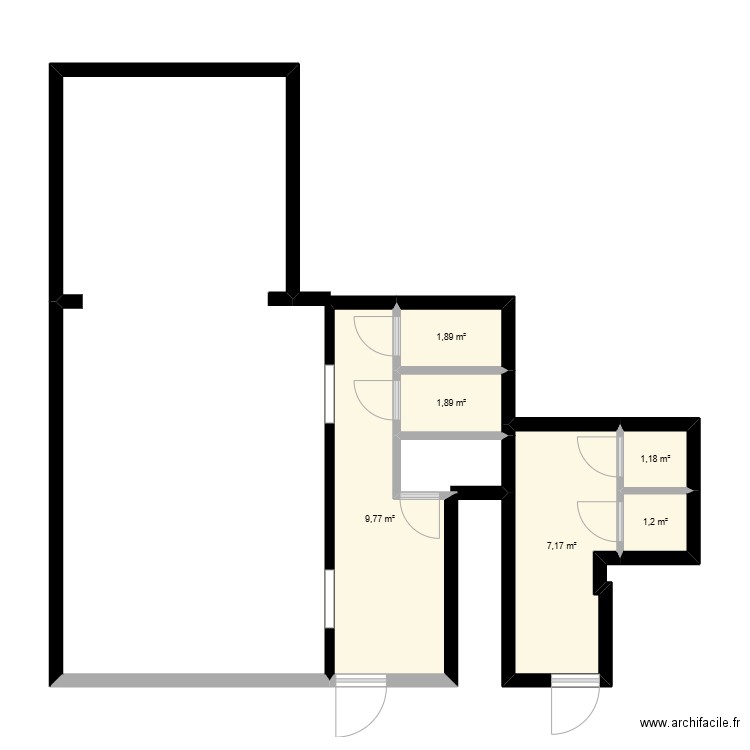 Vestiaire CTA. Plan de 6 pièces et 23 m2