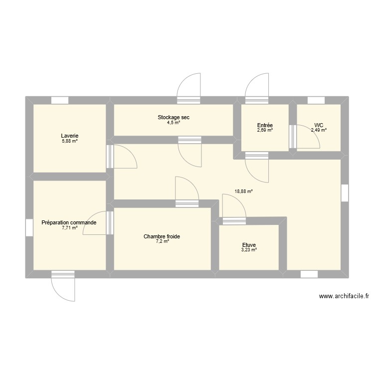 labo domnom. Plan de 8 pièces et 53 m2