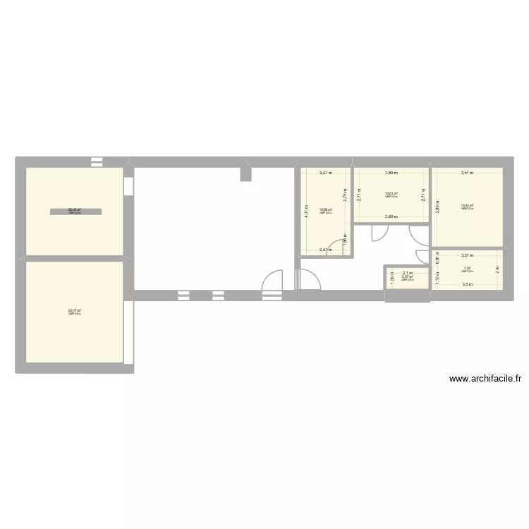 Maison RIBERAC. Plan de 7  et 88 m²