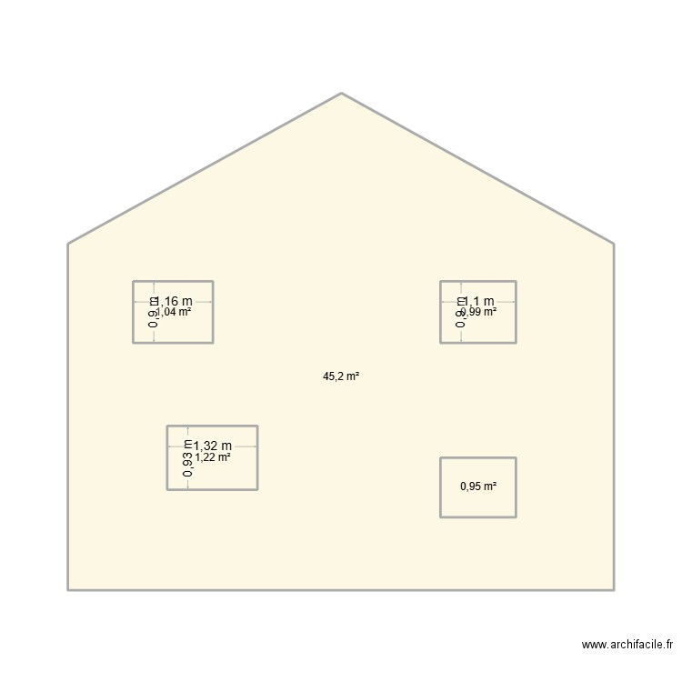 AIGUILLES FACADE OUEST. Plan de 5 pièces et 54 m2
