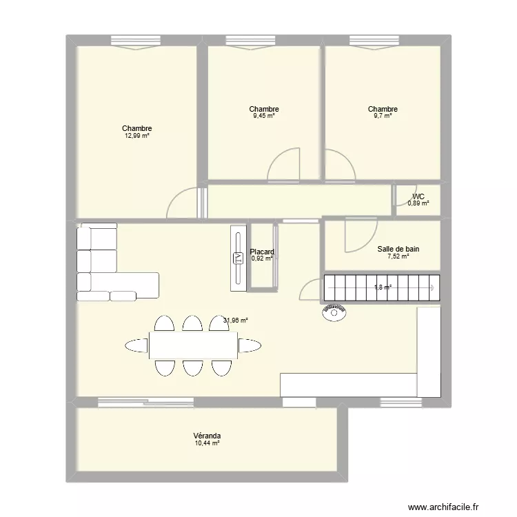Maison futur avec meuble. Plan de 9  et 86 m²