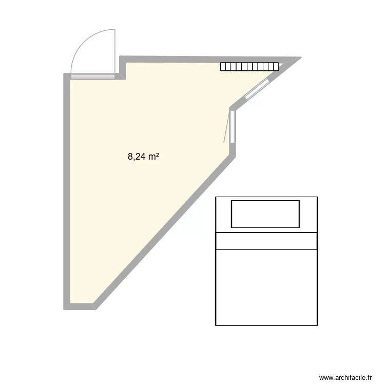 CHMBRE. Plan de 1  et 8 m²