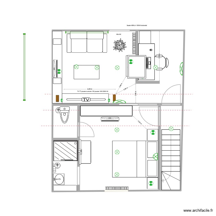 Fauteuil parall&egrave;le fen&ecirc;tre. Plan de 0 pièce et 0 m2
