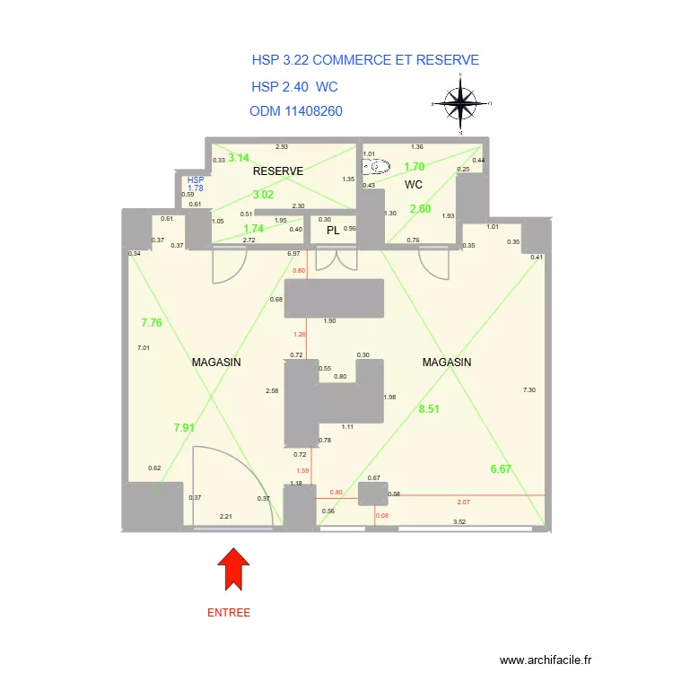 FLEURISTE NIMES FONCIA MESURAGE. Plan de 15 Pièces et 53 m²