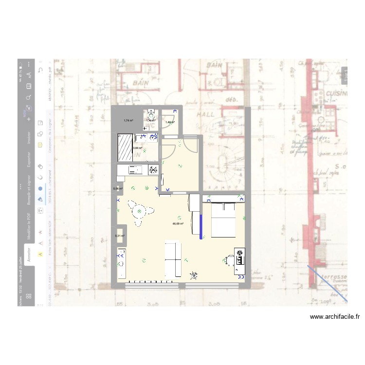 Projet JEN La Cambre v03_fermeture chambre. Plan de 0 pièce et 0 m2