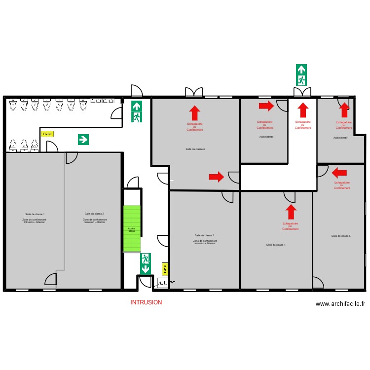 Olivier RDC - attentat. Plan de 11 pièces et 3044 m2