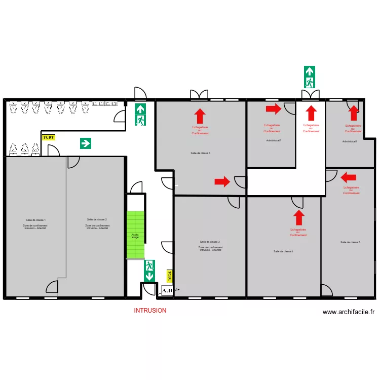 Olivier RDC - attentat. Plan de 11  et 3044 m²