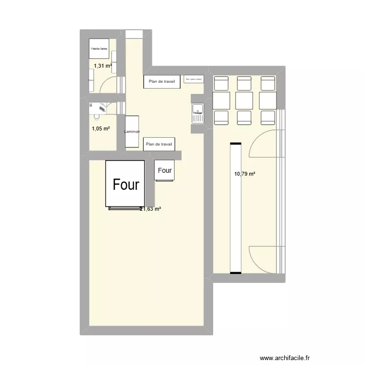 Labo du pain et des mains. Plan de 4 Pièces et 35 m² Labo du pain et des mains. Plan de 4 Pièces et 35 m²