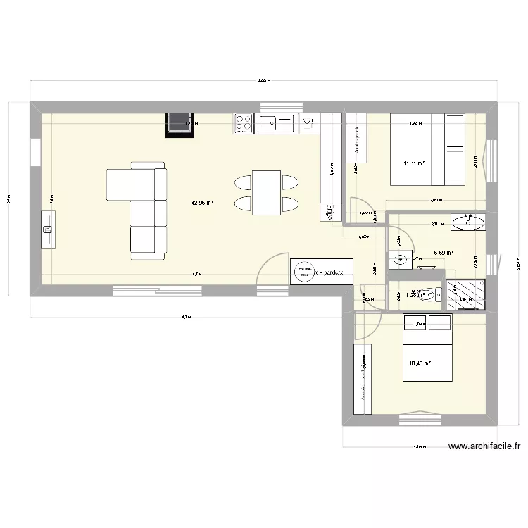 maison. Plan de 5  et 71 m²