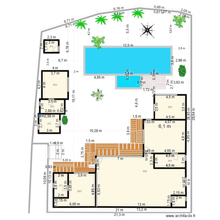 Villa 1 - NEWPOOL Kanan 4.45m. Plan de 9 pièces et 203 m2