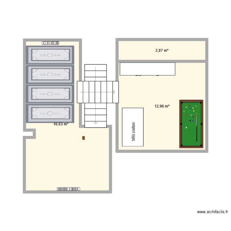 la faye rdc. Plan de 3 pièces et 32 m2