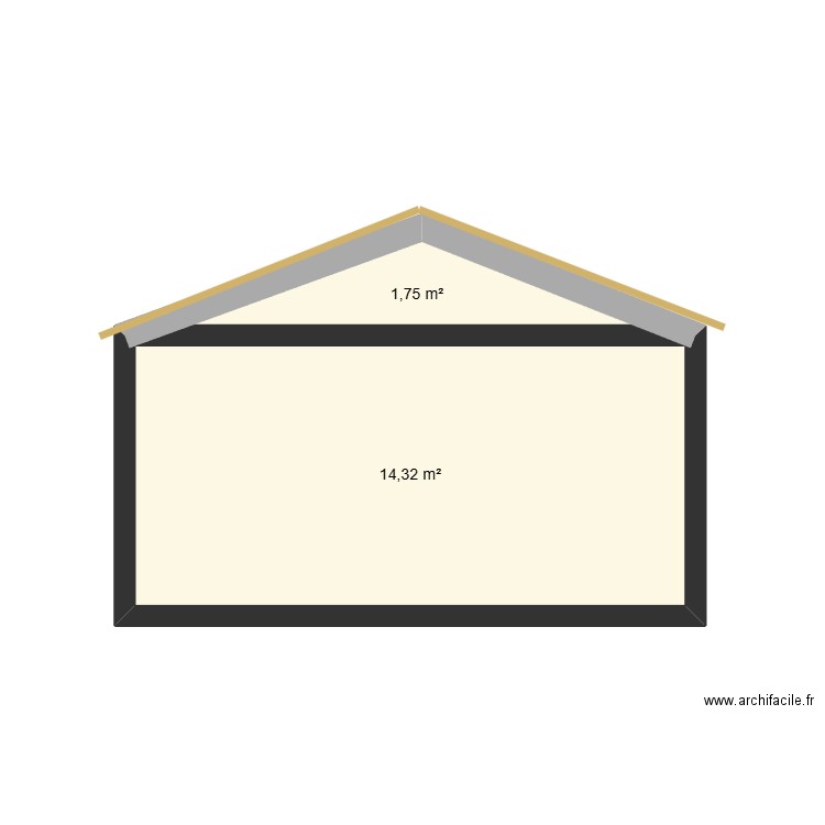 coté gauche. Plan de 2 pièces et 16 m2