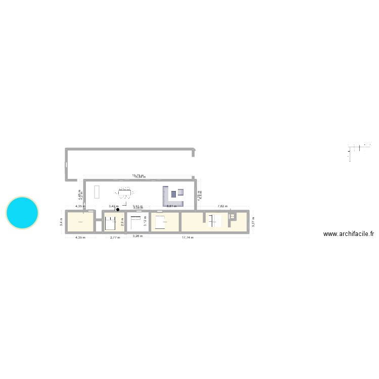 maison du bonheur. Plan de 3 pièces et 50 m2