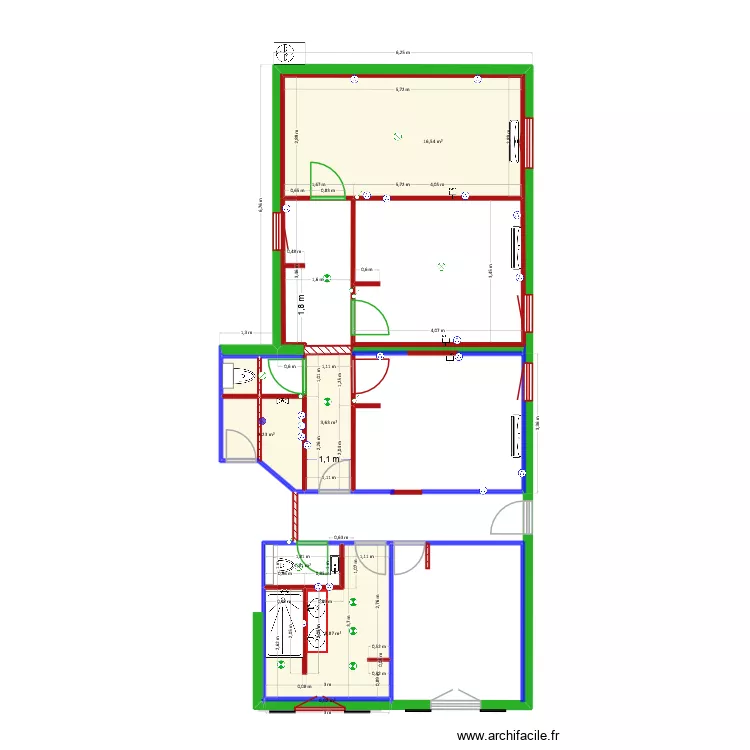 PlanExtensionPourArtisans. Plan de 7  et 35 m²
