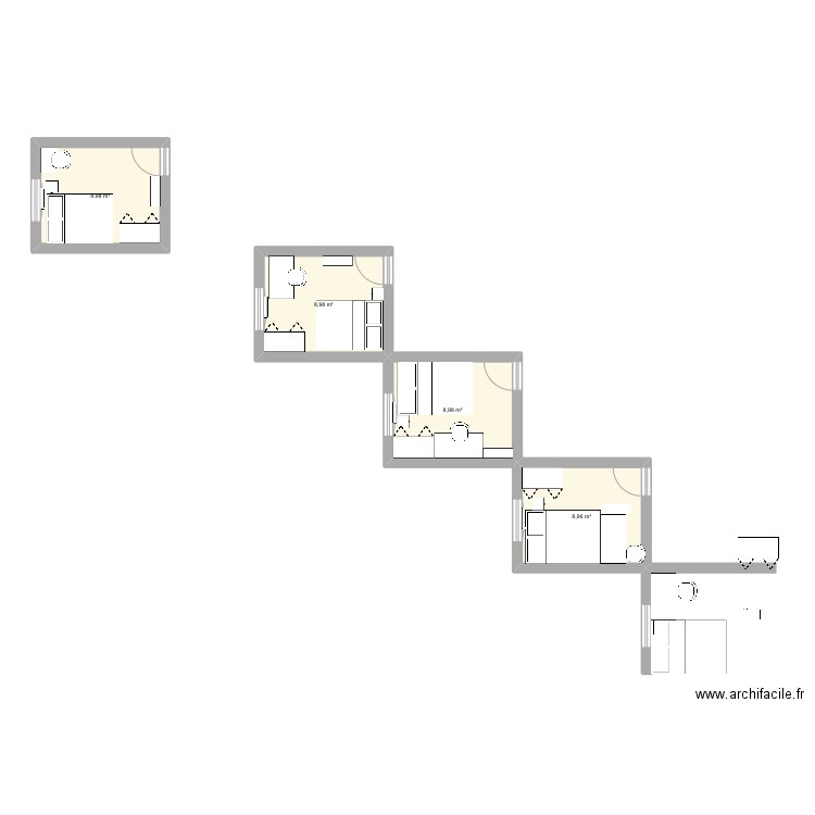 Chambre 2. Plan de 4 pièces et 36 m2