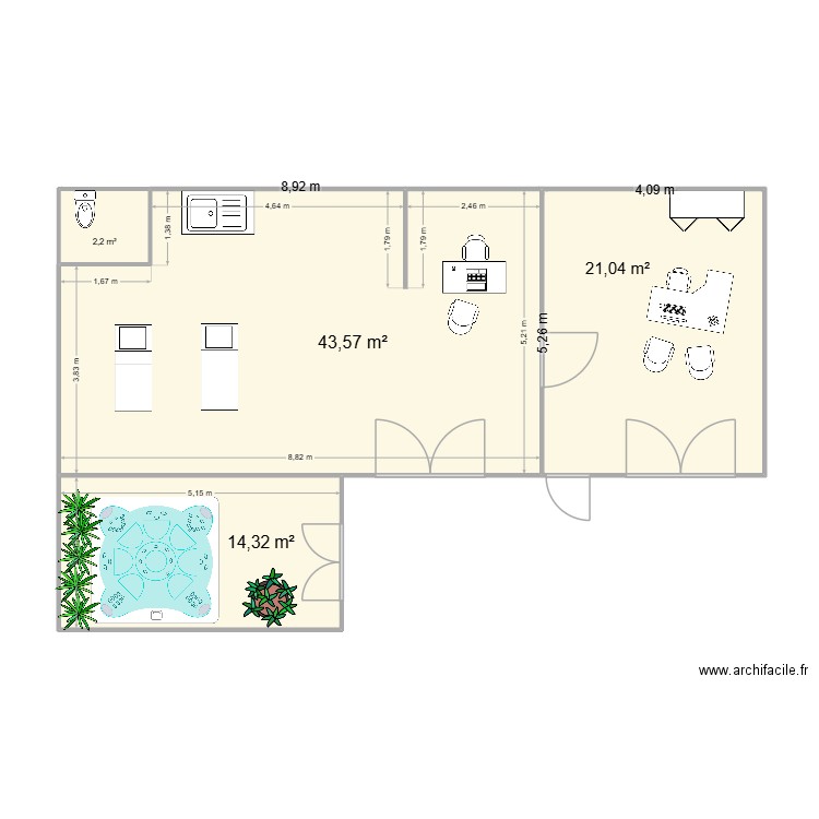COUSTELLET 4. Plan de 4 pièces et 81 m2