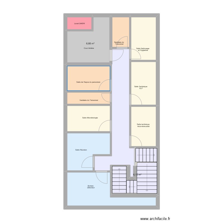 BIOLMH 1er Etage. Plan de 13 pièces et 65 m2