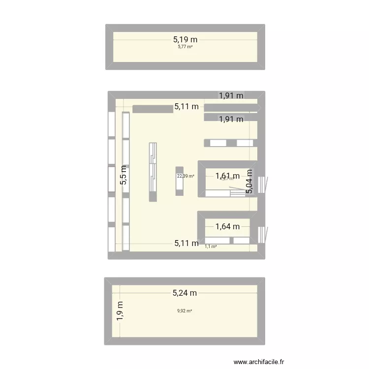 Menuiserie. Plan de 5  et 46 m²