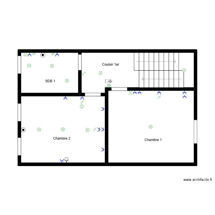 1ER Etage. Plan de 4 pièces et 48 m2