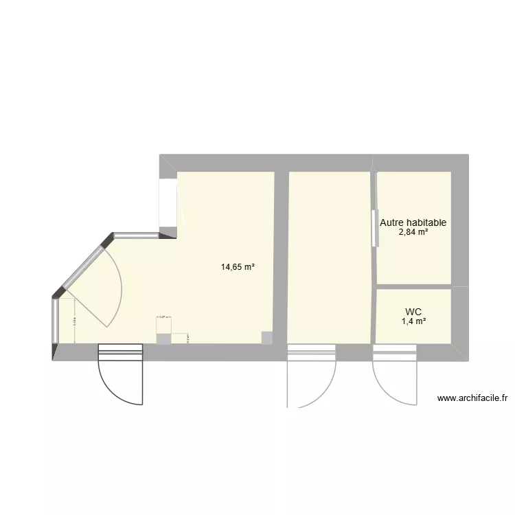 57B. Plan de 3  et 19 m²