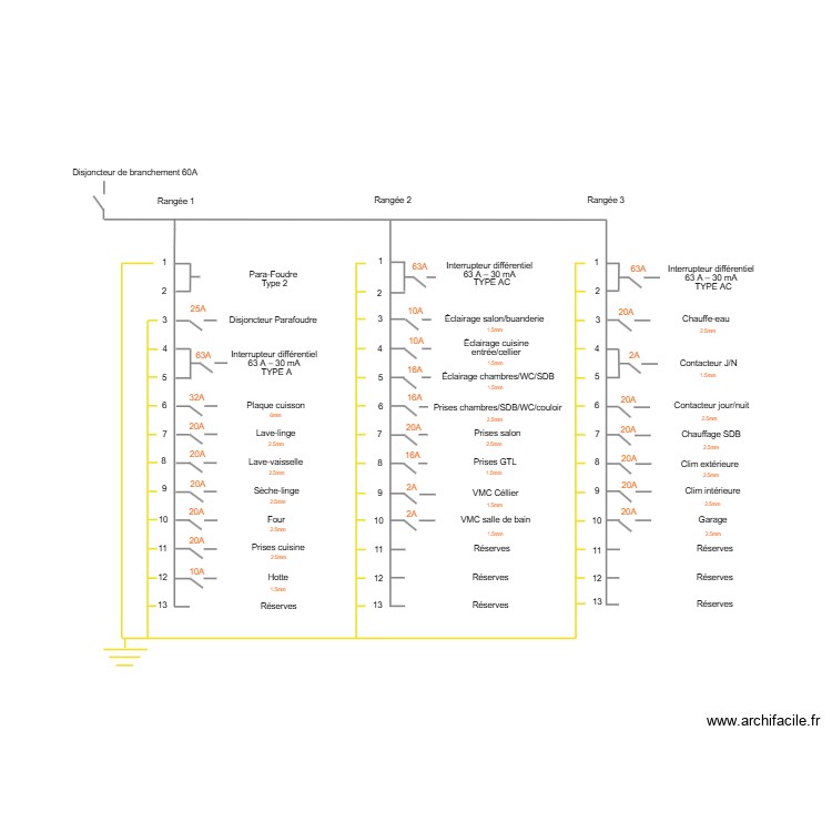 Sch&eacute;ma unifilaire C15-100. Plan de 0 pièce et 0 m2