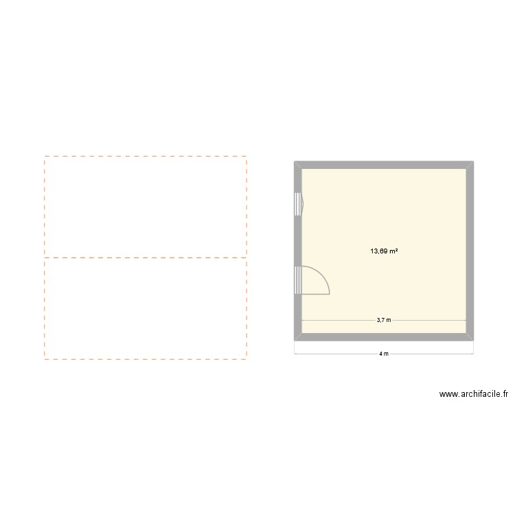 poupoule1. Plan de 1 pièce et 14 m2