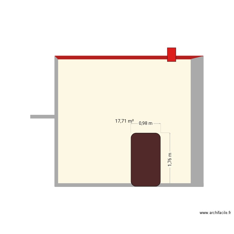 Facade ouest cave semi enterrée. Plan de 1 pièce et 18 m2