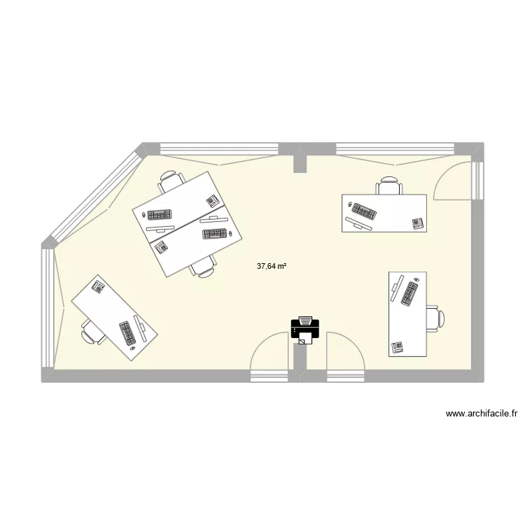 bureau fortis. Plan de 1  et 38 m²