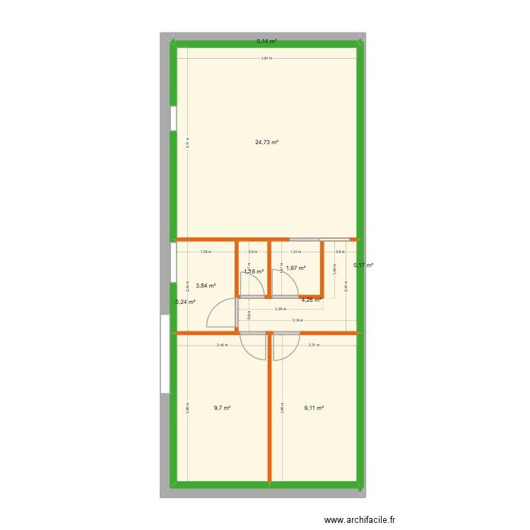 Bat A 2. Plan de 10 pièces et 55 m2