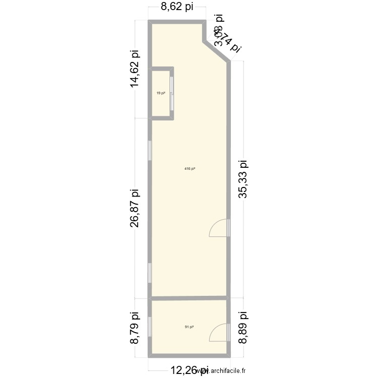 bureau achat. Plan de 3 pièces et 49 m2