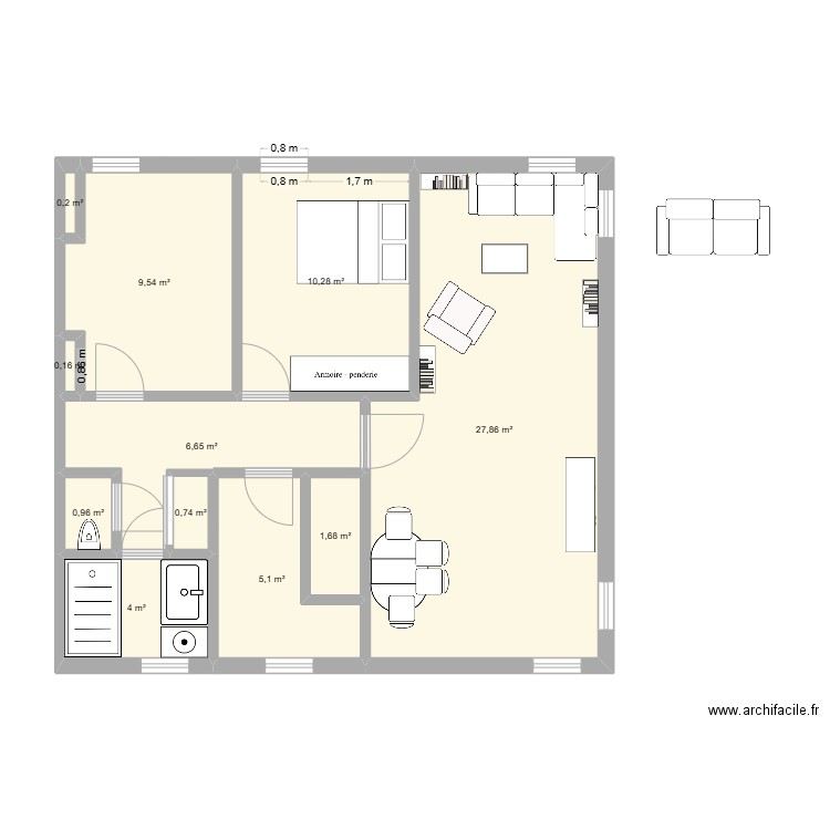 Appartement au KB_P. Plan de 11 pièces et 67 m2
