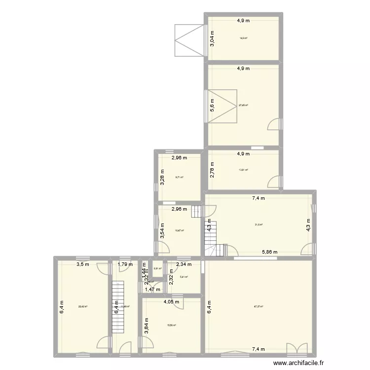 RDC 315 g&eacute;n&eacute;ral de gaulle. Plan de 13  et 213 m²