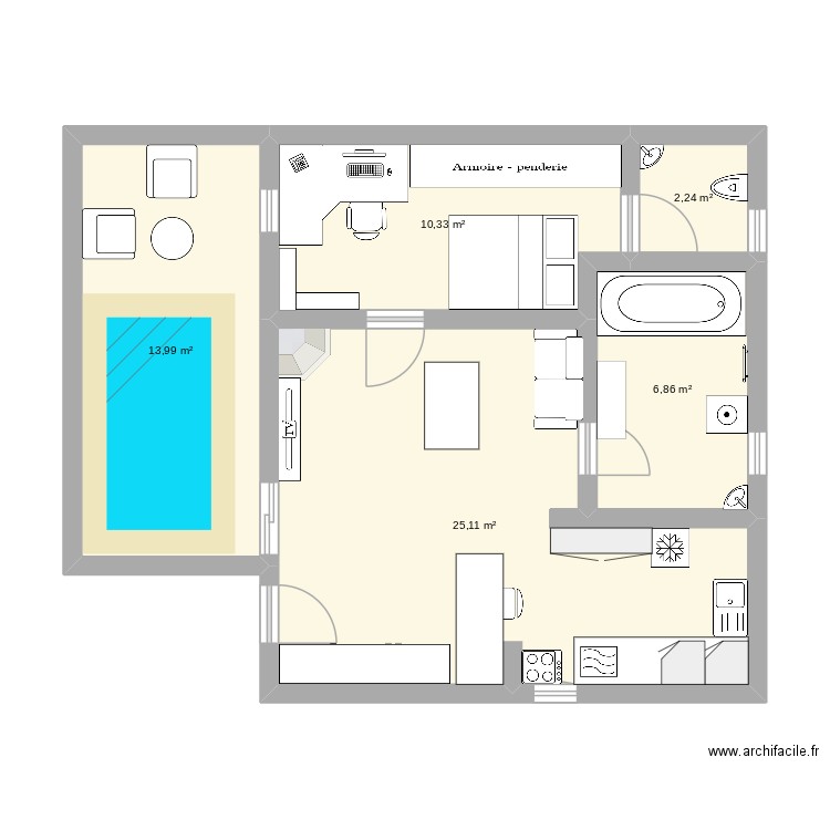 futur appart. Plan de 5 pièces et 59 m2